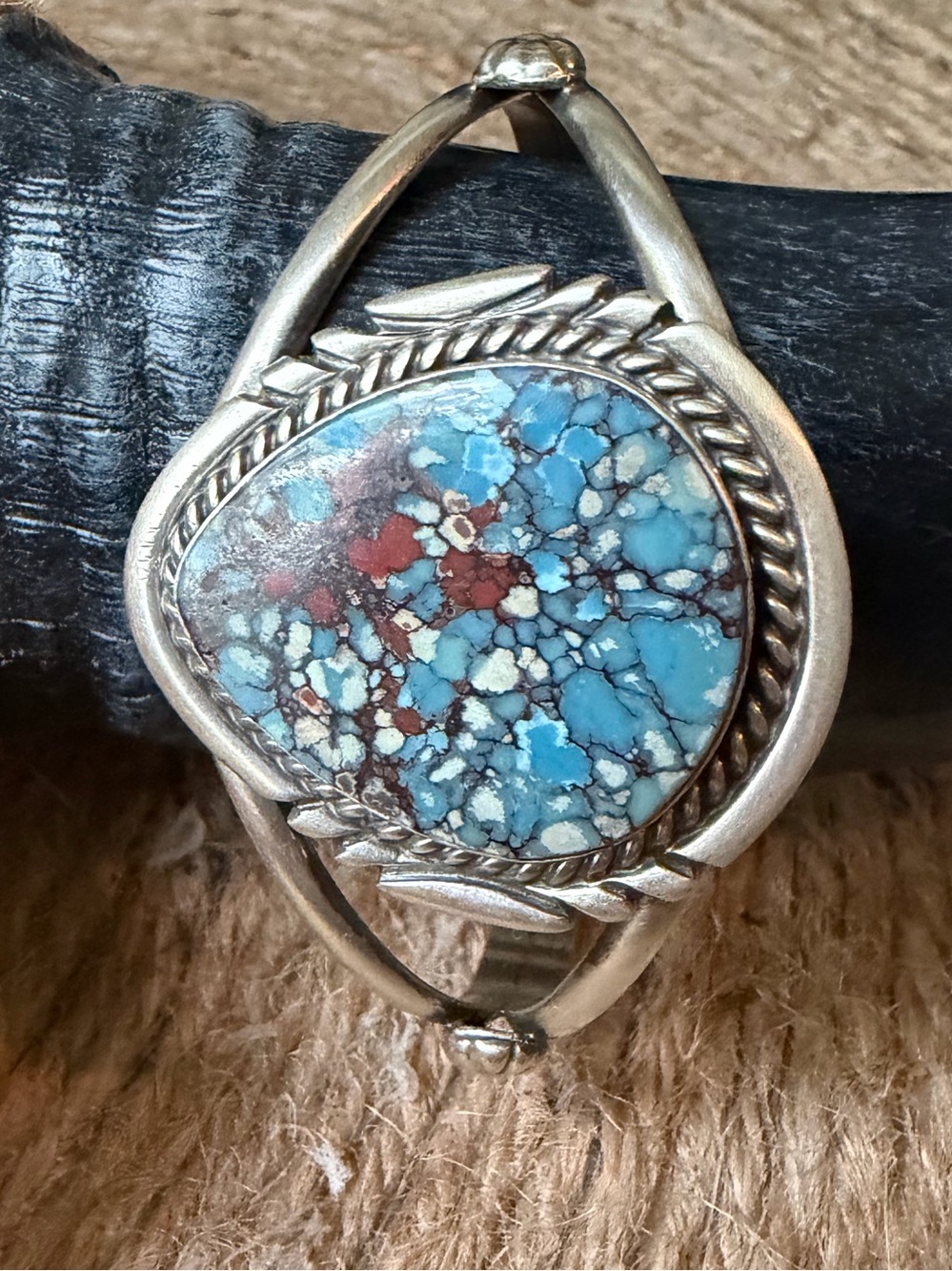 Donavan Skeet Sterling Silver Golden Hills Turquoise Matrix Cuff Bracelet